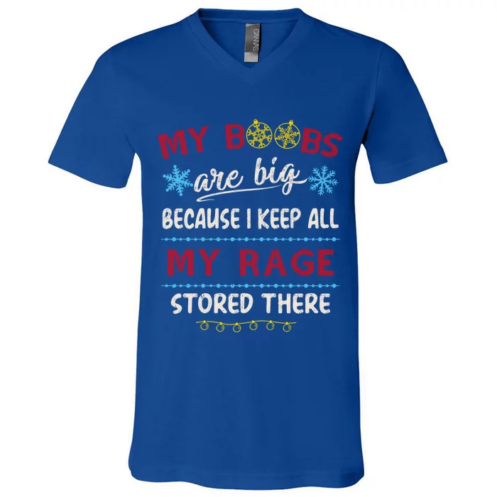 My Boobs Are Big Because I Keep All My Rage Stored There Gift V-Neck T-Shirt