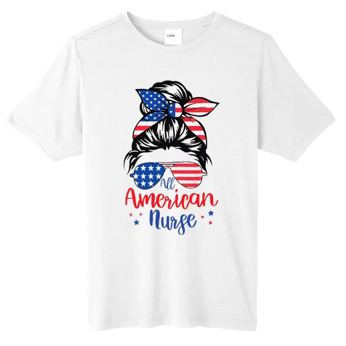 Messy Bun All American Nurse Memorial Day for ChromaSoft Performance T-Shirt