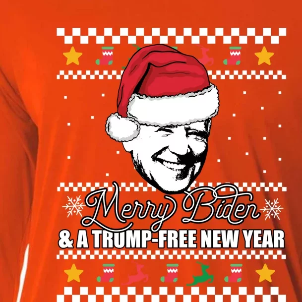 Merry Biden And A Trumpfree New Year Ugly Christmas Gift Cooling Performance Long Sleeve Crew