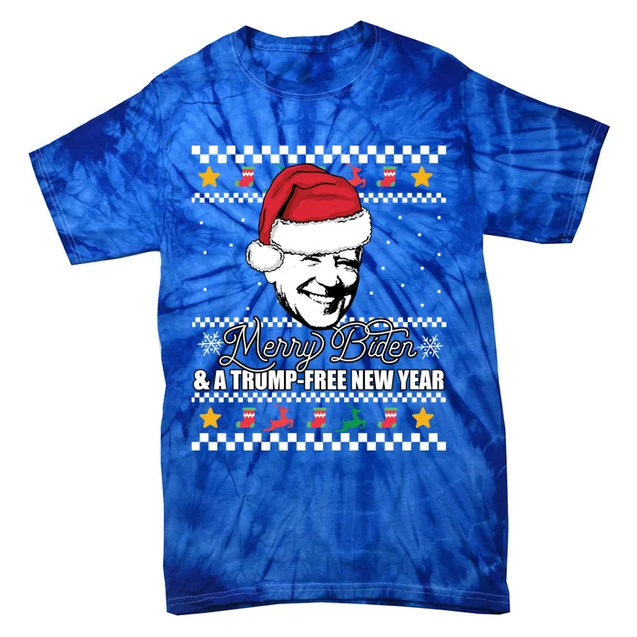 Merry Biden And A Trumpfree New Year Ugly Christmas Gift Tie-Dye T-Shirt