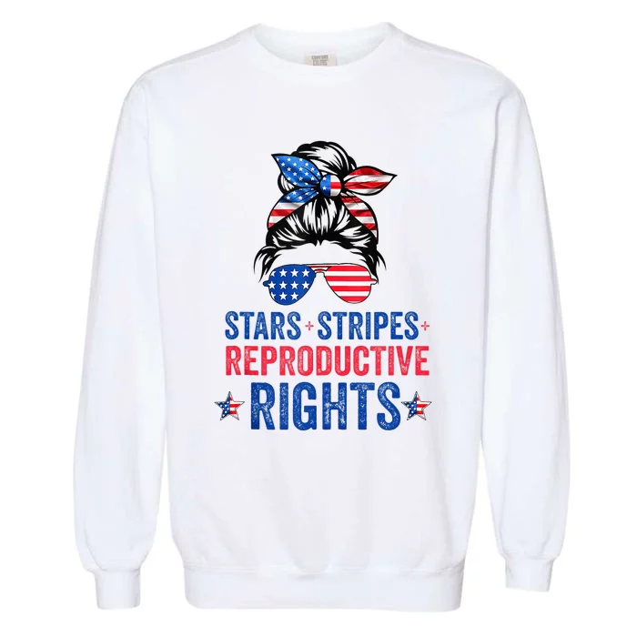 Messy Bun American Flag Stars Stripes Reproductive Rights Garment-Dyed Sweatshirt