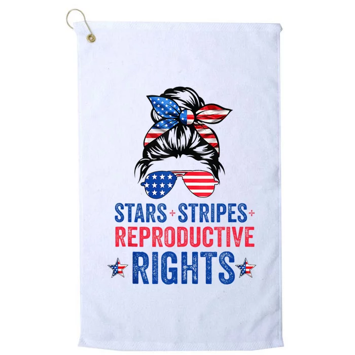 Messy Bun American Flag Stars Stripes Reproductive Rights Platinum Collection Golf Towel