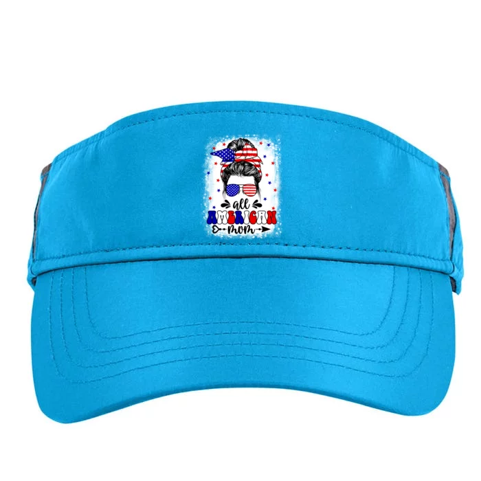 Messy Bun All American Flag Mom 4th Of July Mama Mimi Gift Adult Drive Performance Visor