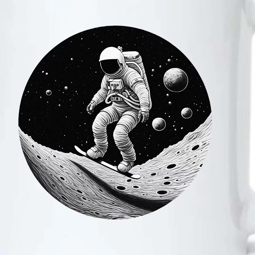 Moon Boarding Astronaut Funny Black Color Changing Mug