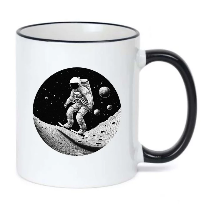 Moon Boarding Astronaut Funny Black Color Changing Mug