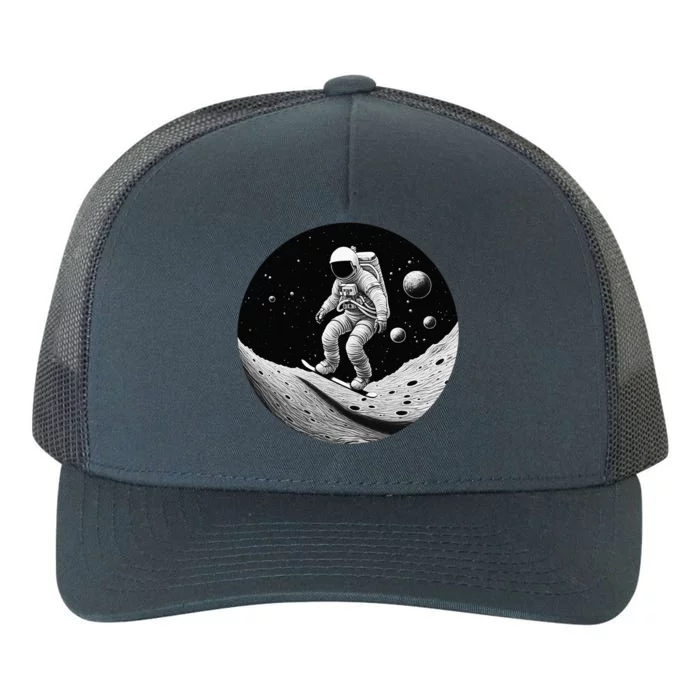 Moon Boarding Astronaut Funny Yupoong Adult 5-Panel Trucker Hat