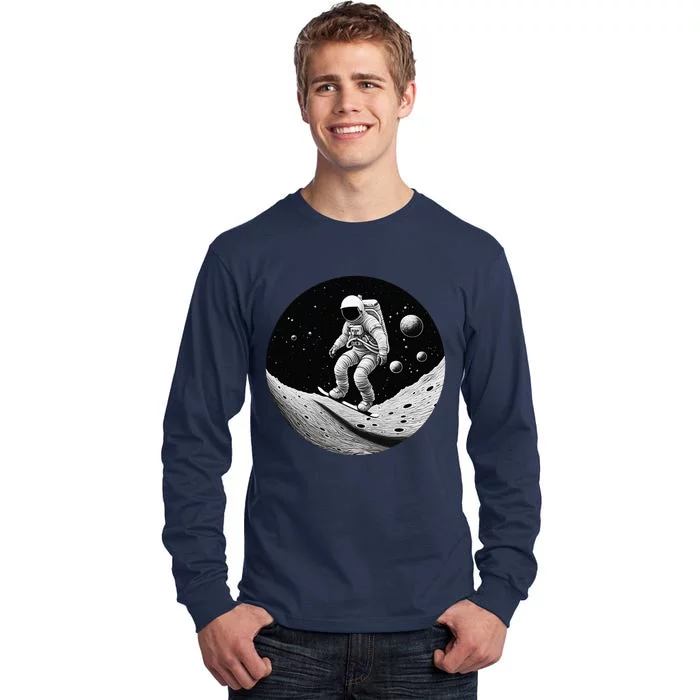 Moon Boarding Astronaut Funny Tall Long Sleeve T-Shirt