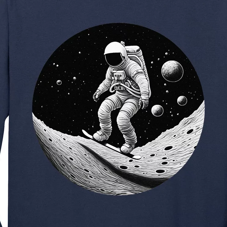 Moon Boarding Astronaut Funny Tall Long Sleeve T-Shirt