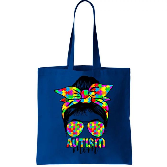 Messy Bun Autistic Autism Awareness Mom Life Sped Teacher Gift Tote Bag