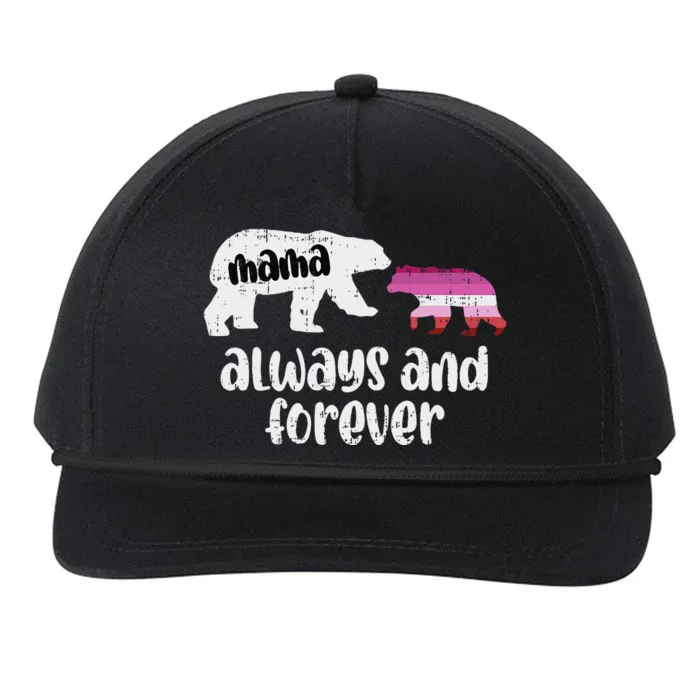 Mama Bear Always Forever Lesbian Lgbtq Pride Flag Women Snapback Five-Panel Rope Hat