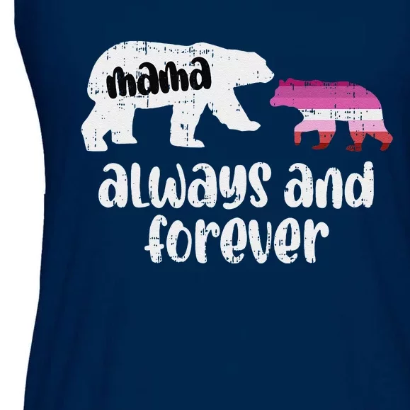 Mama Bear Always Forever Lesbian Lgbtq Pride Flag Women Ladies Essential Flowy Tank