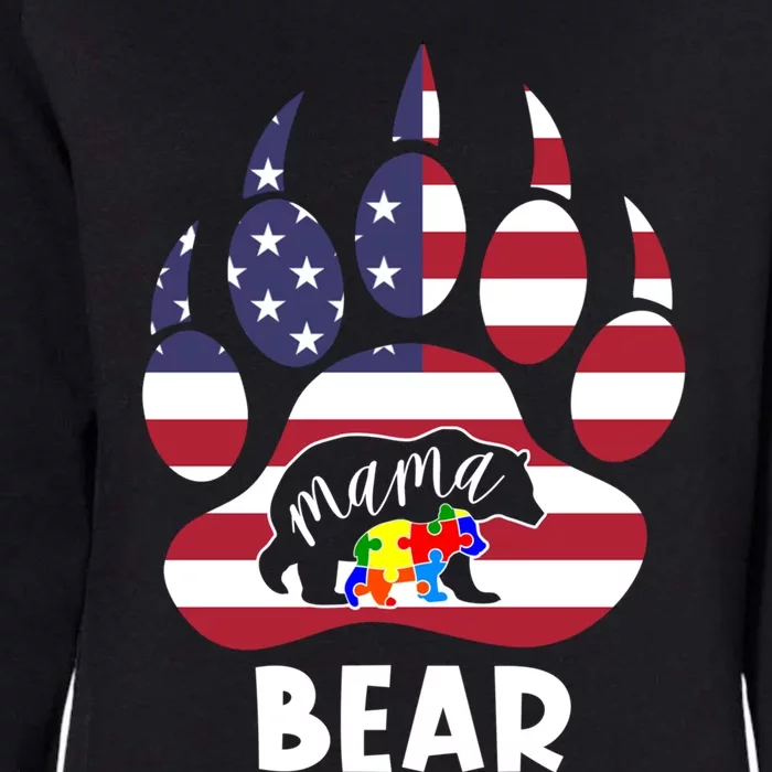 Mama Bear Autism American Flag 4th Of July Patriotic Mom Gift Womens California Wash Sweatshirt