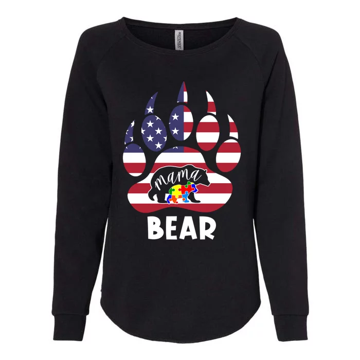 Mama Bear Autism American Flag 4th Of July Patriotic Mom Gift Womens California Wash Sweatshirt