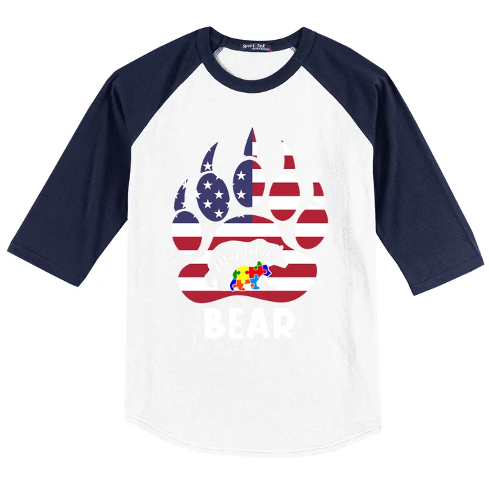 Mama Bear Autism American Flag 4th Of July Patriotic Mom Gift Baseball Sleeve Shirt