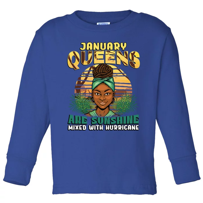 Melanin Birthday Afro January Birthday Capricorn Aquarius Gift Toddler Long Sleeve Shirt