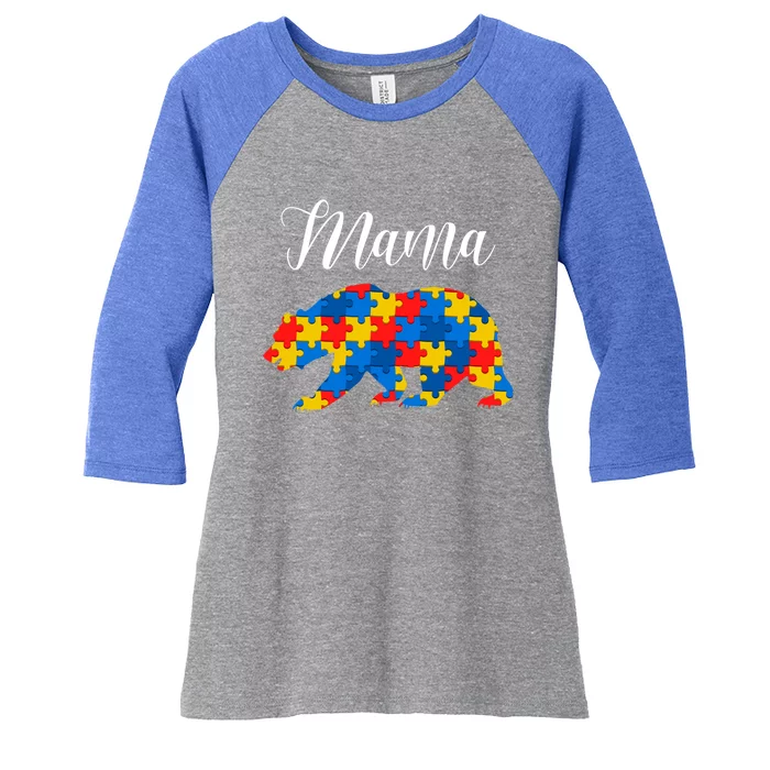 Mama Bear Autism Awareness Autism Mom Autism Awareness Gift Women's Tri-Blend 3/4-Sleeve Raglan Shirt