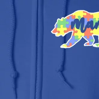 Mama Bear Autism Gift For Autism Awareness Mom Gift Full Zip Hoodie