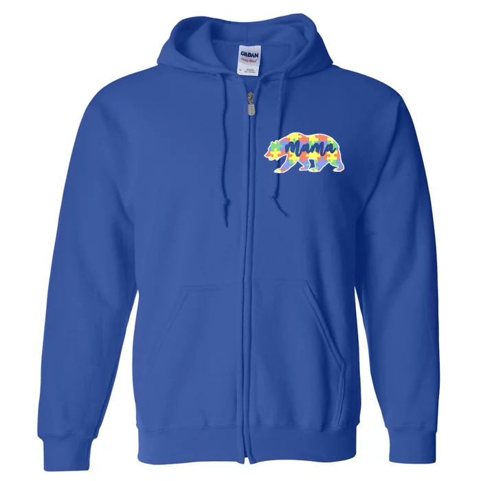 Mama Bear Autism Gift For Autism Awareness Mom Gift Full Zip Hoodie