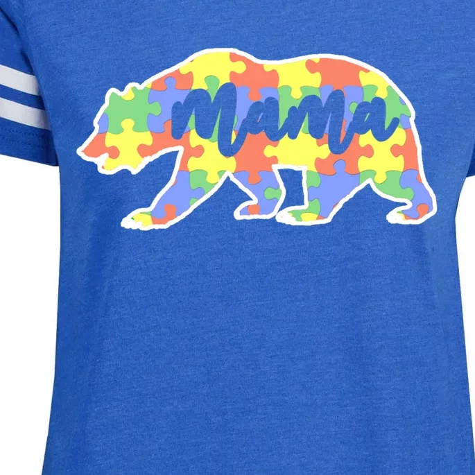 Mama Bear Autism Gift For Autism Awareness Mom Gift Enza Ladies Jersey Football T-Shirt