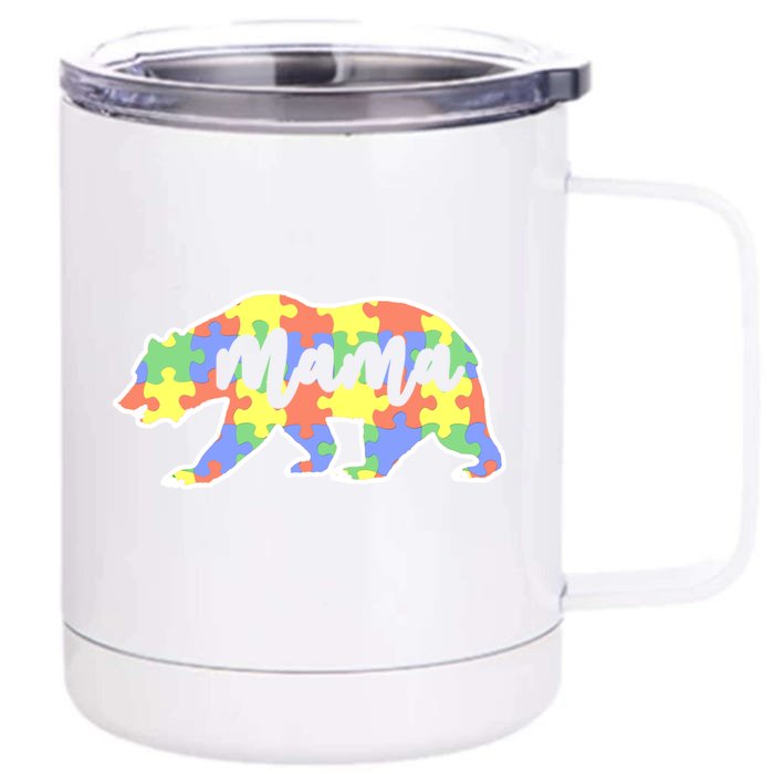 Mama Bear Autism Gift For Autism Awareness Mom Gift Front & Back 12oz Stainless Steel Tumbler Cup