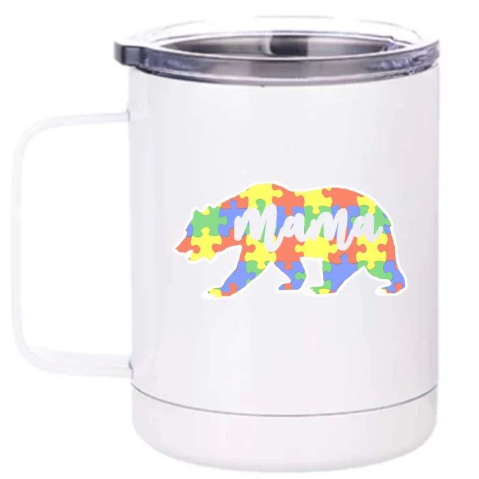 Mama Bear Autism Gift For Autism Awareness Mom Gift Front & Back 12oz Stainless Steel Tumbler Cup