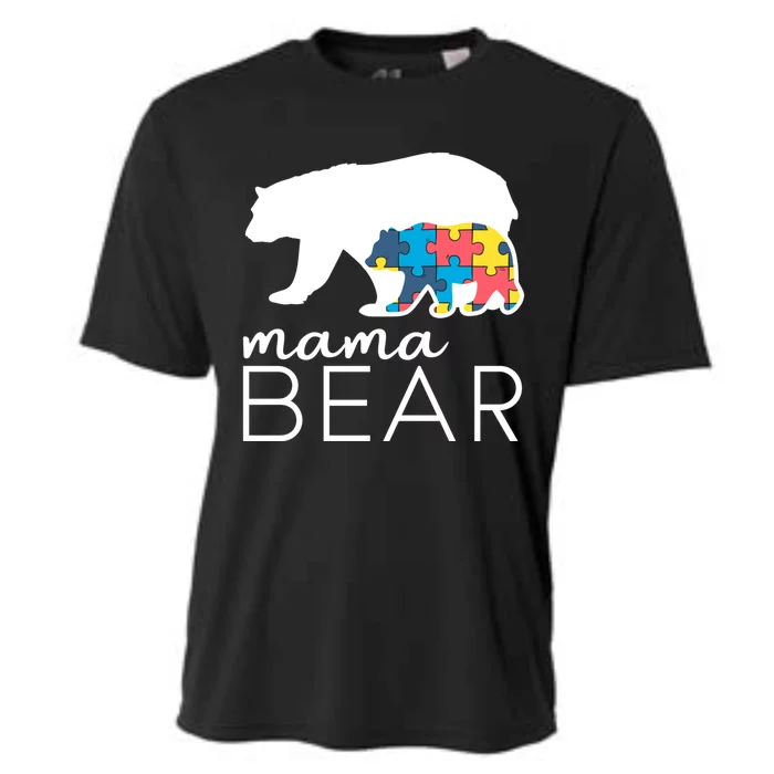 Mama Bear Autism Mom Gift Cooling Performance Crew T-Shirt