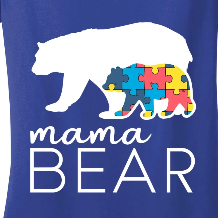 Mama Bear Autism Mom Gift Women's V-Neck T-Shirt