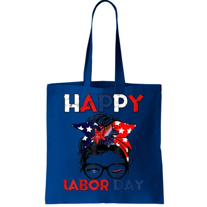 Messy Bun American Flag Labor Day Usa Meaningful Gift Tote Bag