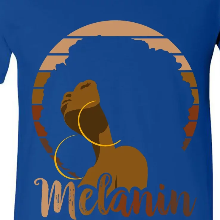 Melanin Beautiful Black Natural Hair Black History Gift V-Neck T-Shirt