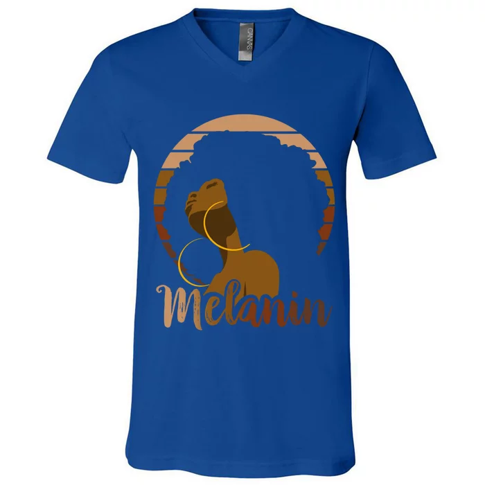 Melanin Beautiful Black Natural Hair Black History Gift V-Neck T-Shirt