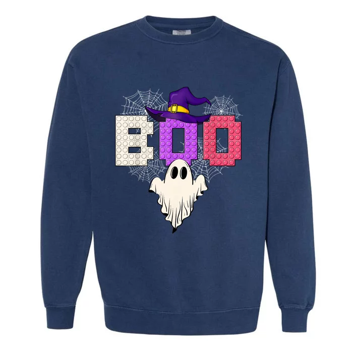 Master Builder Boo Ghost Halloween Girl Kids Block Building Garment-Dyed Sweatshirt