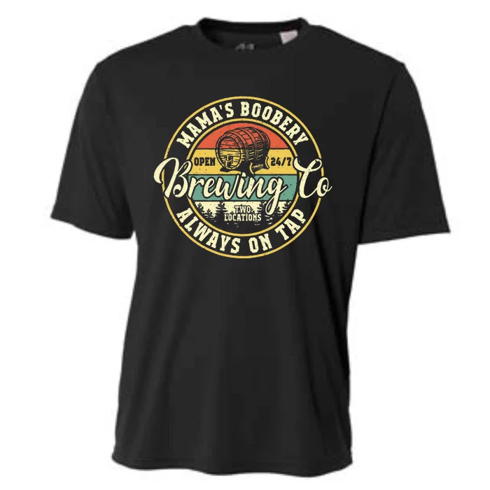 Mama Boobery Breastfeeding Brewery New Mom Brewing Co Retro Cooling Performance Crew T-Shirt