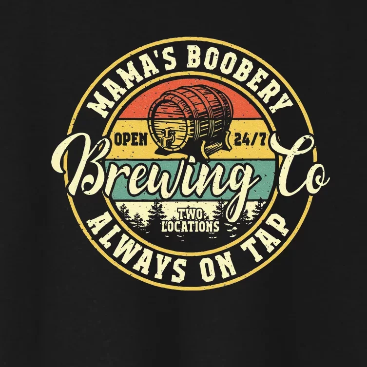 Mama Boobery Breastfeeding Brewery New Mom Brewing Co Retro Women's Crop Top Tee