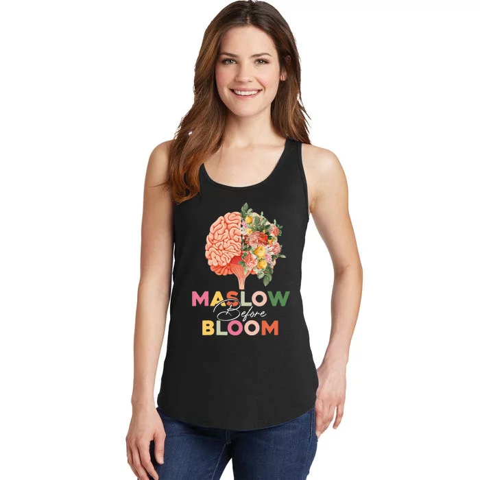 Maslow before bloom Psychology groovy wavy therapy counselor Ladies Essential Tank