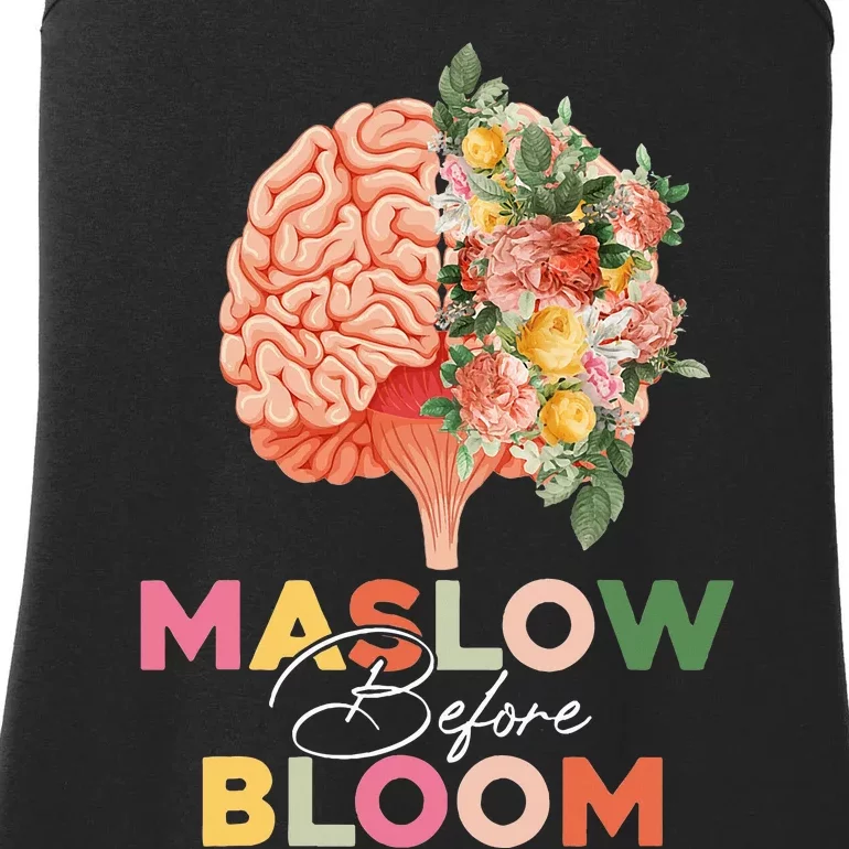 Maslow before bloom Psychology groovy wavy therapy counselor Ladies Essential Tank