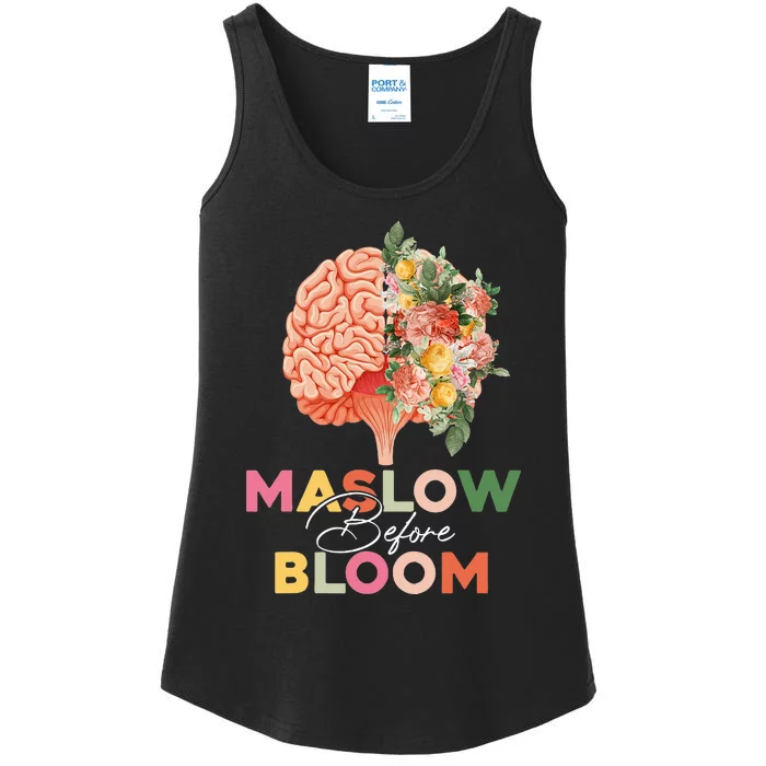 Maslow before bloom Psychology groovy wavy therapy counselor Ladies Essential Tank