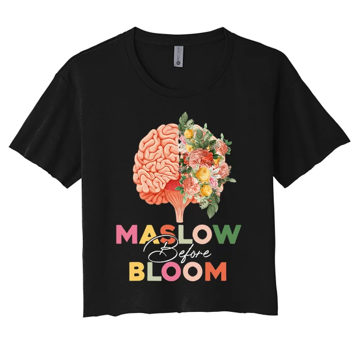 Maslow before bloom Psychology groovy wavy therapy counselor Women's Crop Top Tee