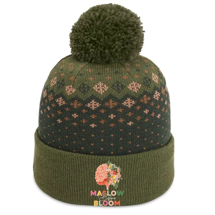 Maslow before bloom Psychology groovy wavy therapy counselor The Baniff Cuffed Pom Beanie