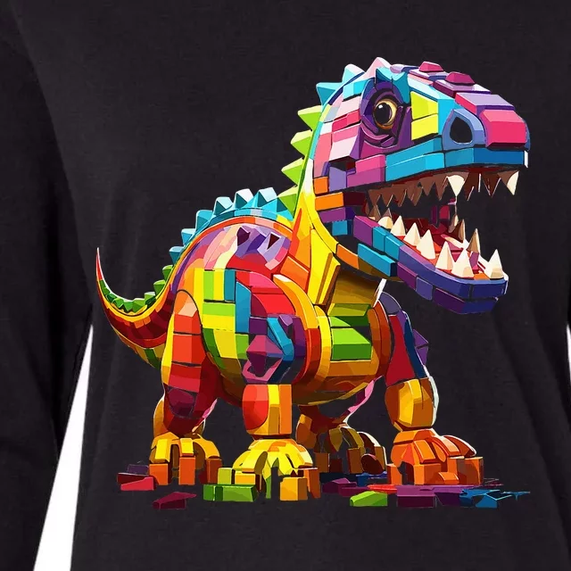 Master Builder Bricks Blocks Play Toys Dinosaur Womens Cotton Relaxed Long Sleeve T-Shirt