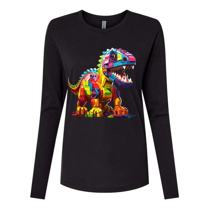 Master Builder Bricks Blocks Play Toys Dinosaur Womens Cotton Relaxed Long Sleeve T-Shirt