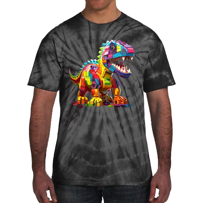 Master Builder Bricks Blocks Play Toys Dinosaur Tie-Dye T-Shirt