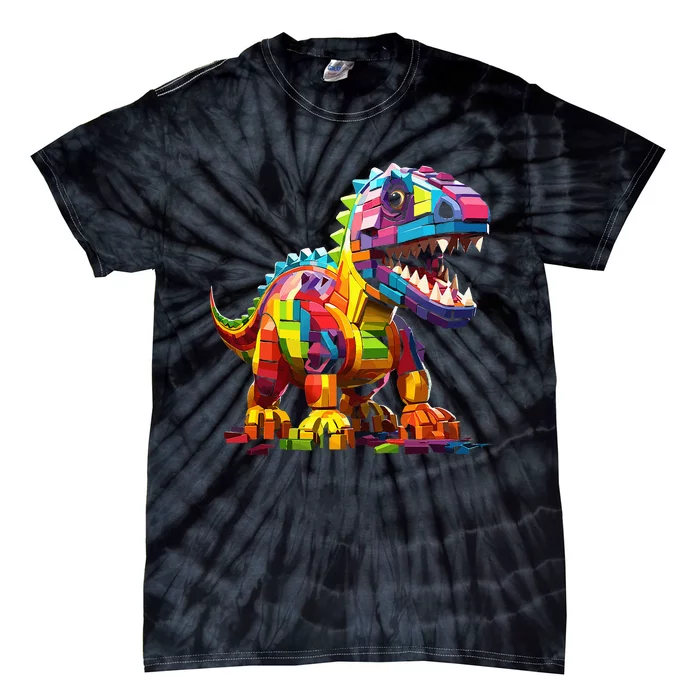 Master Builder Bricks Blocks Play Toys Dinosaur Tie-Dye T-Shirt