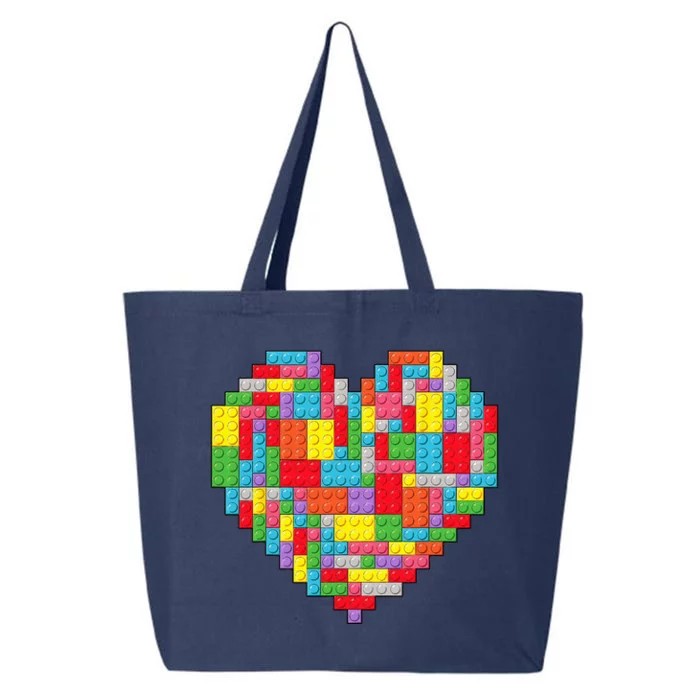 Master Builder Block Brick Building Heart Valentines Day 25L Jumbo Tote