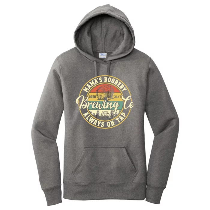 Mama Boobery Breastfeeding Brewery New Mom Brewing Co Retro Women's Pullover Hoodie