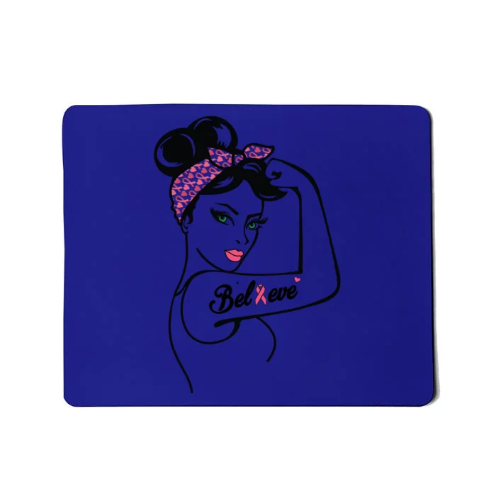 Messy Bun Believe Warrior Support Breast Cancer Awareness Gift Mousepad