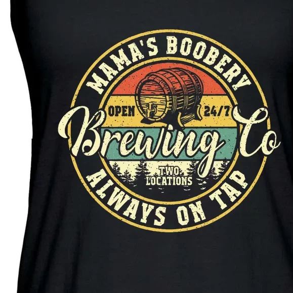 Mama Boobery Breastfeeding Brewery New Mom Brewing Co Retro Ladies Essential Flowy Tank