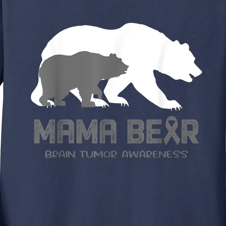 Mama Bear Brain Tumor Awareness Shirt For Women Men Kids Long Sleeve Shirt