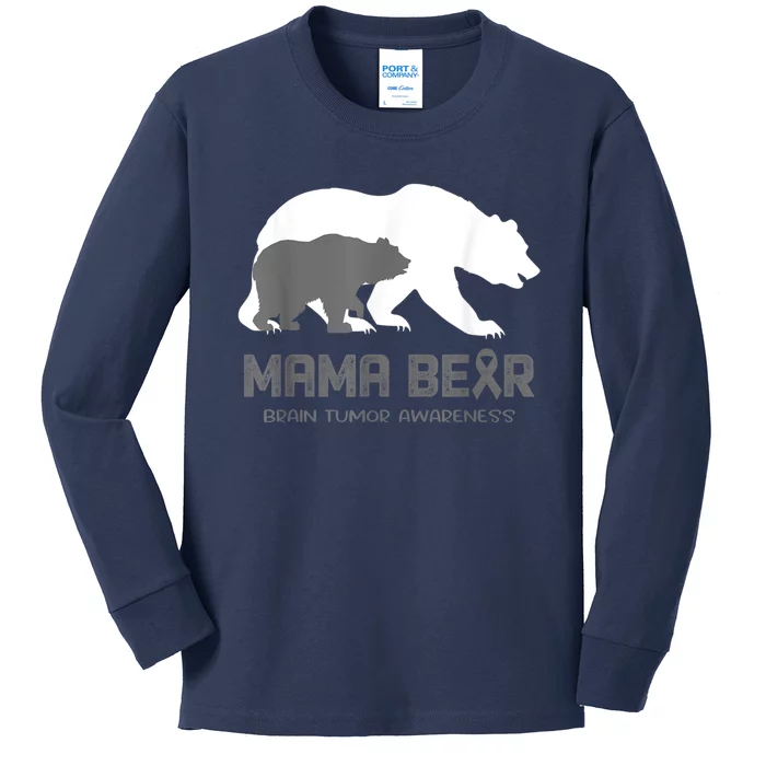 Mama Bear Brain Tumor Awareness Shirt For Women Men Kids Long Sleeve Shirt