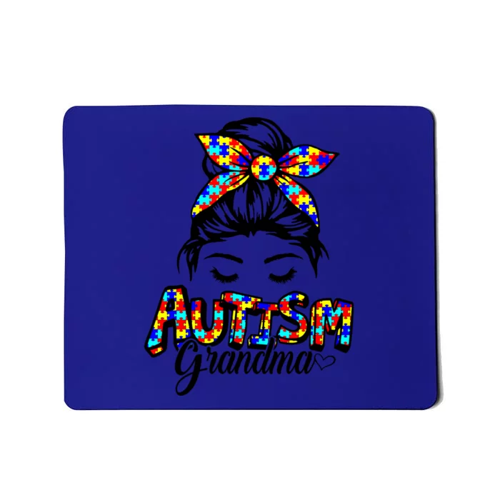 Messy Bun Bandana Grandma Support Autism Awareness Gift Mousepad