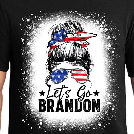 Messy Bun Bleached American Flag Lets Go Brandon Pajama Set